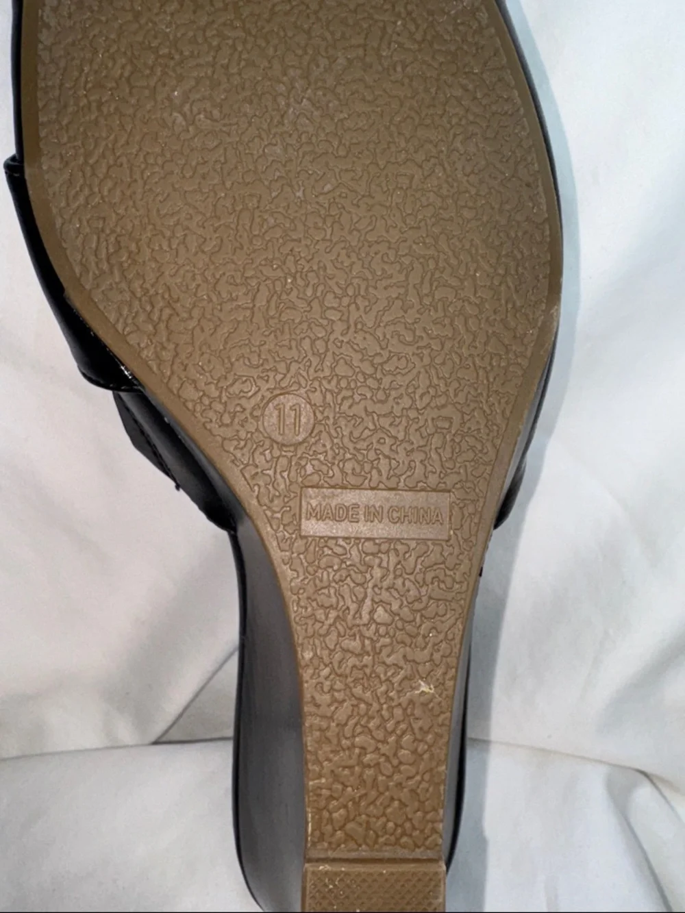 New York & Company Black Wedge Slide Sandals with Silver Buckle Sz 11